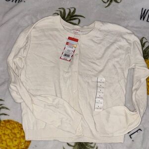 Cream Button-Up Cardigan girls large 10/12